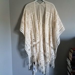 NWT Cream Crochet Ruana